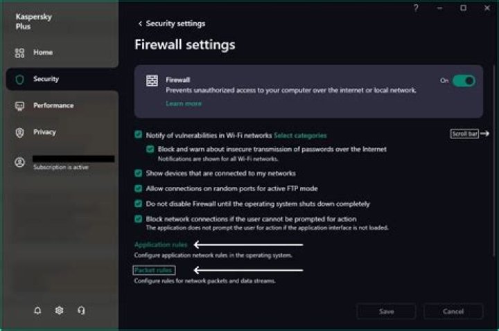 How do I change my Kaspersky firewall settings?