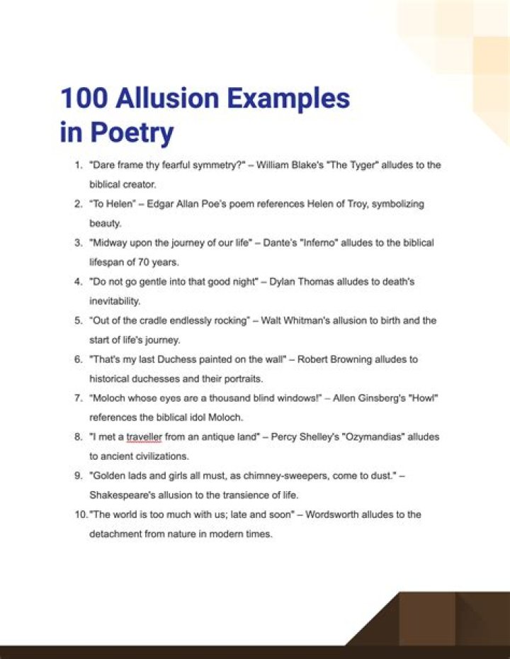 What is an example of an allusion in a poem?