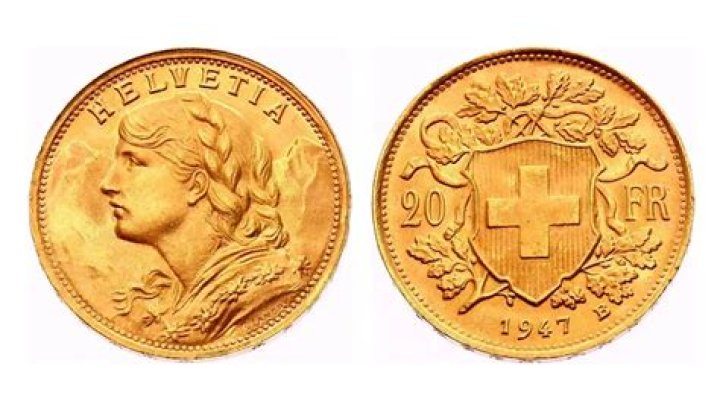 What is the value of a Swiss 20 franc gold coin?