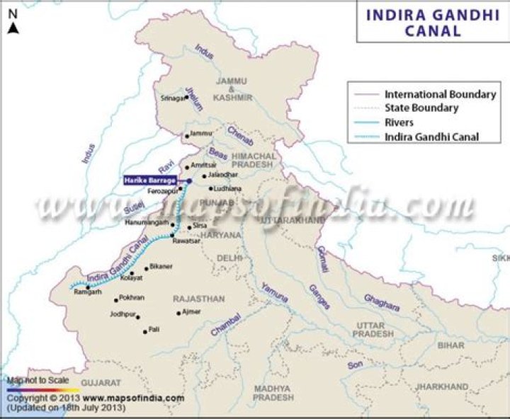 Where Indira Gandhi Canal is located?