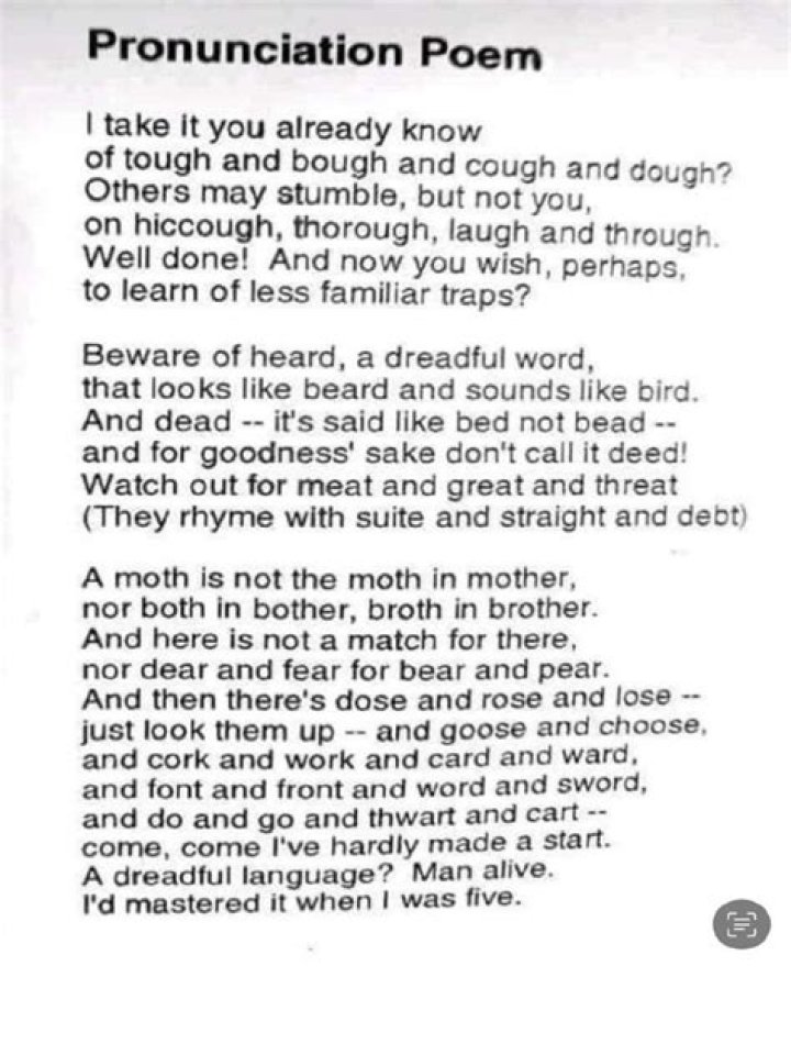 Who wrote pronunciation poem?